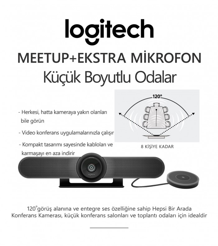 Logitech MEETUP + EKSTRA MİKROFON Konferans Sistemi